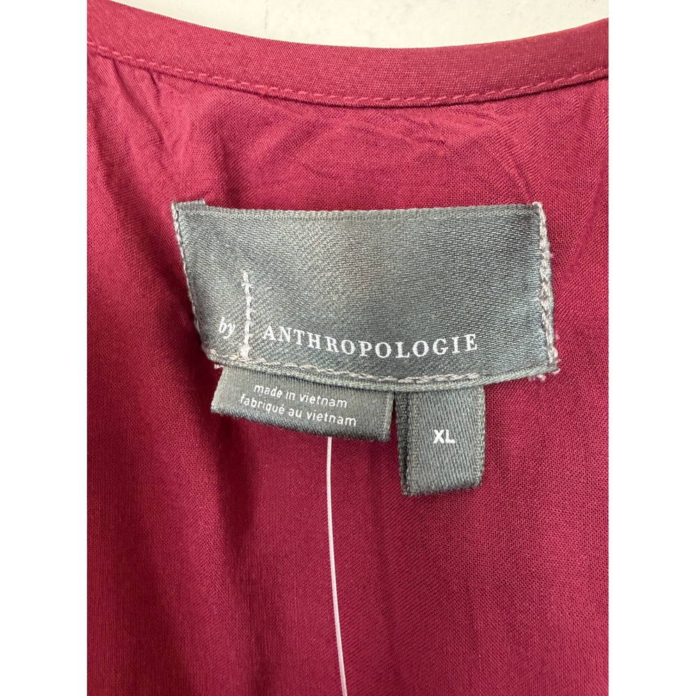 Anthropologie The Somerset Maxi Dress Satin XL Wine A-Line Tiered Smocked NWT - Picture 4 of 12